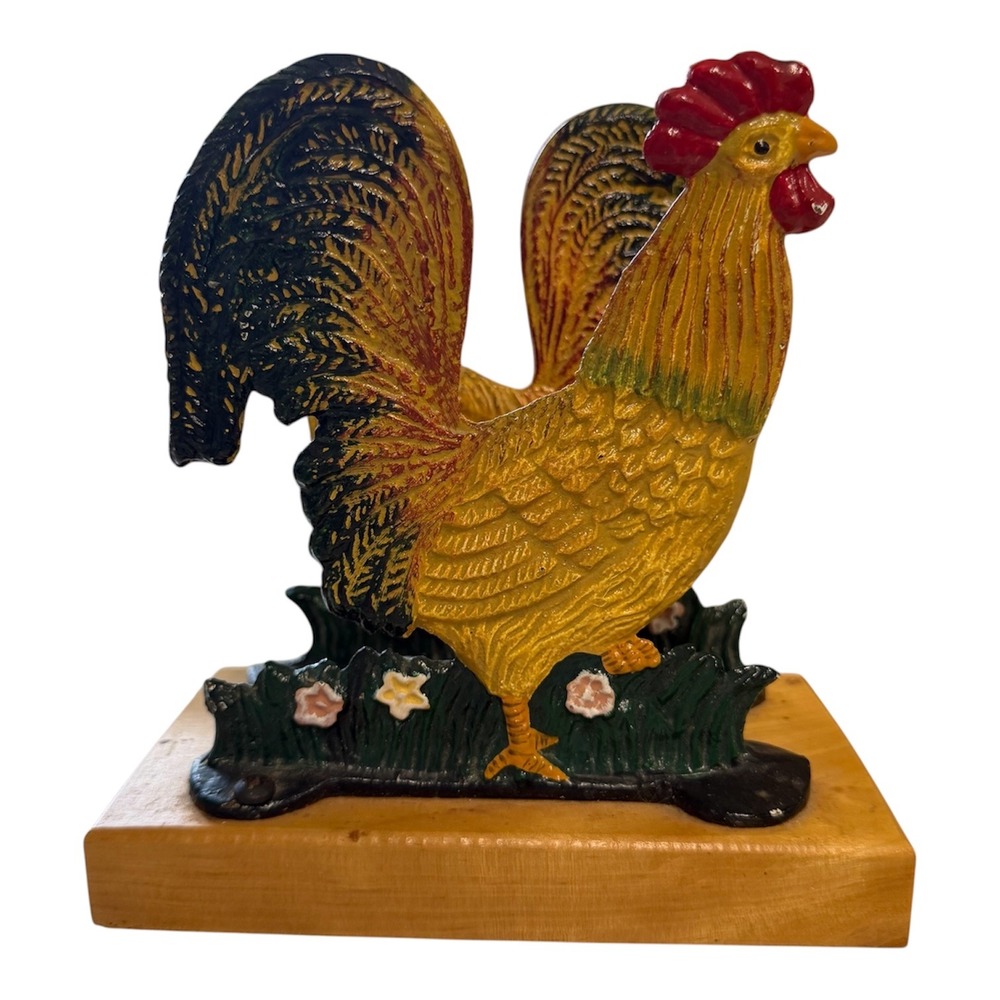 Vintage Napkin Holder Farmhouse Cast Iron Rooster Country Kitchen Rustic Barn